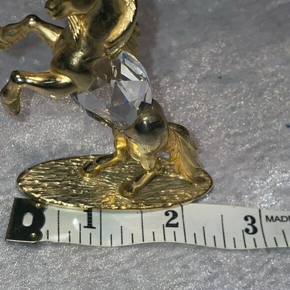 Vintage 1984 Unicorn Gold Metal w/Swarovski Crystal Body Manon Figurine 2.5x3.25 - Picture 4 of 10